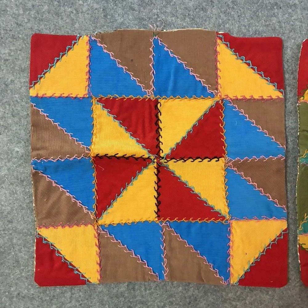 Vintage Crazy Quilt Patchwork Pillow Sham Cover Throw Set Cottagecore Top Boho